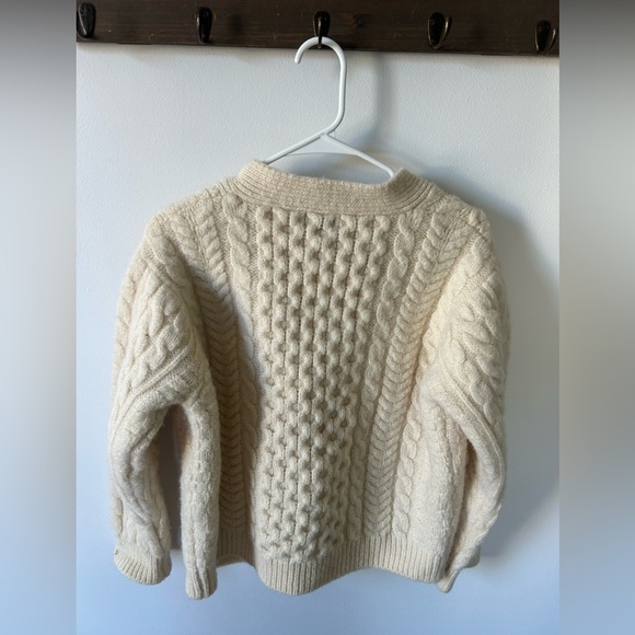 Vintage LL Bean Cable Irish Fisherman Cardigan Wool Made in Ireland Size Medium - Picture 4 of 10